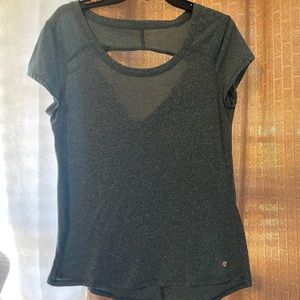 Blue Cut Out Back Athletic Shirt